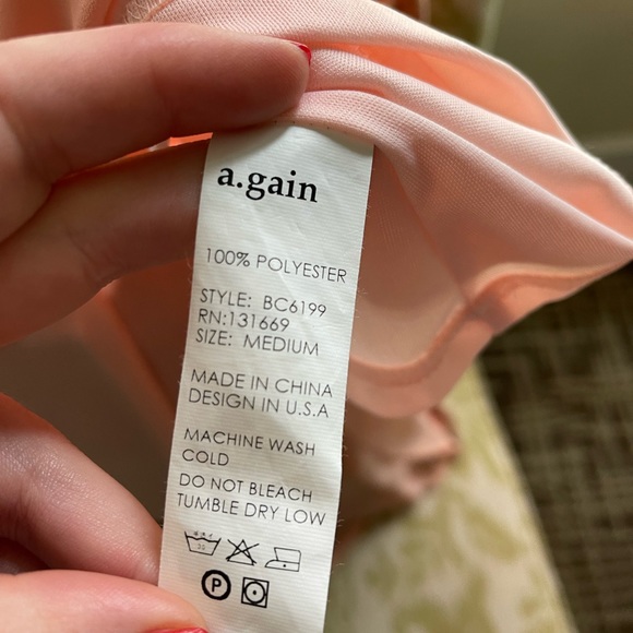 Womens Peach Dress Hi Low Sz Medium A.gain - Picture 3 of 8